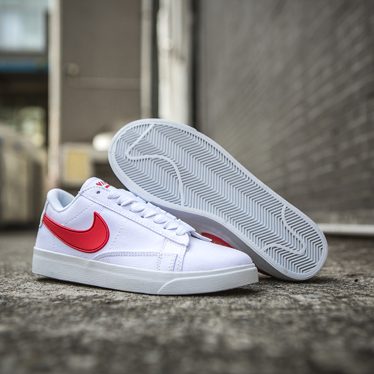 Women Nike Blazer Low White Red Shoes - Click Image to Close